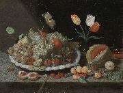 Jan Van Kessel Still life with grapes and other fruit on a platter painting